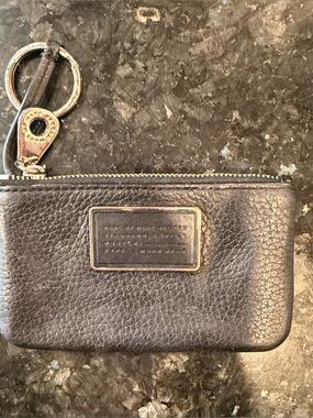 Marc By Marc Jacobs Black Pebbled Leather Key Pouch with Brass Hardware